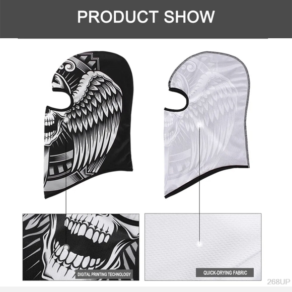 Tactical Skull Ghost Printed Full Face Mask Balaclava Halloween Ski Motorcycle - Picture 5 of 6
